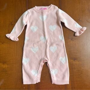 Good Lad Pink and White Heart Knit One-Piece